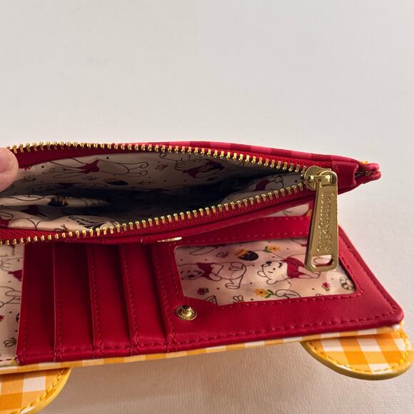 Disney Loungefly Winnie The Pooh Wallet Red Yellow Gingham 2021 Large - Picture 3 of 8